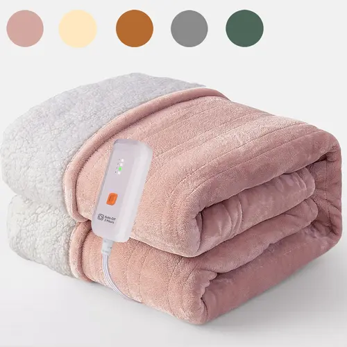 TikTok Shop PureRelief Plush Heated Throw 50 x 60 4 InstaHeat Settings Soft Micromink Sherpa Fabric Machine Washable with Storage Bag Cozy Electric Blanket for Couch or Bed Use