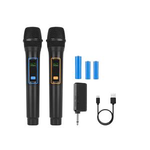 LMBGM ワイヤレス充電マイク、プラグアンドプレイ デュアルチャンネルマイク、カラオケ、結婚式、スピーチ、PAシステム用