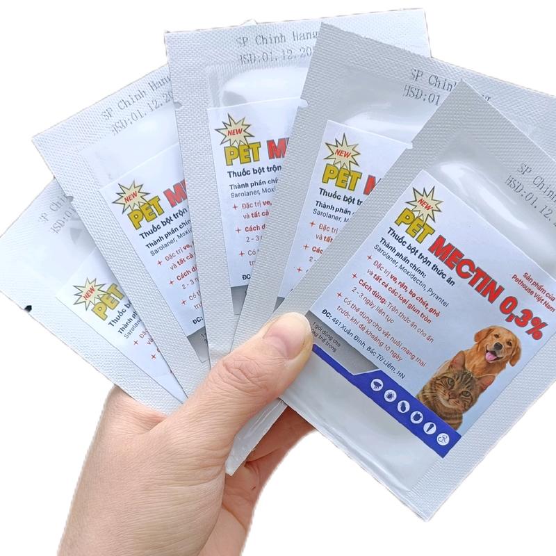 Combo 5 Gói tặng 1 . : Bột Trộn Thức Ăn Trị Ve Giận Bọ Chét Cho Chó Mèo