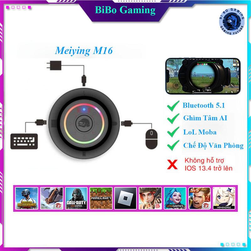 Meiying M16 Bộ Chuyển Đổi PK PCM Bluetooth 5.1 Ghìm Tâm AI Hỗ Trợ Chơi Game PUBG Mobile Liên Quân MineCraft Roblox Chơi Điện Tử Phụ Kiện - Đen - Led