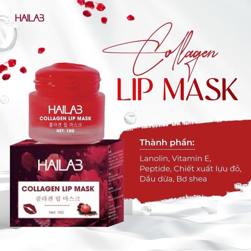 Hàng Chính Hãng Ủ Môi Lựu Đỏ Collagen Lip Mask 10g - Hailab - Hỗ trợ Dưỡng Chất Cho Môi nứt nẻ Môi sẫm màu Làm Đẹp Da Son Nữ tonelạnh son kem dưỡng ẩm