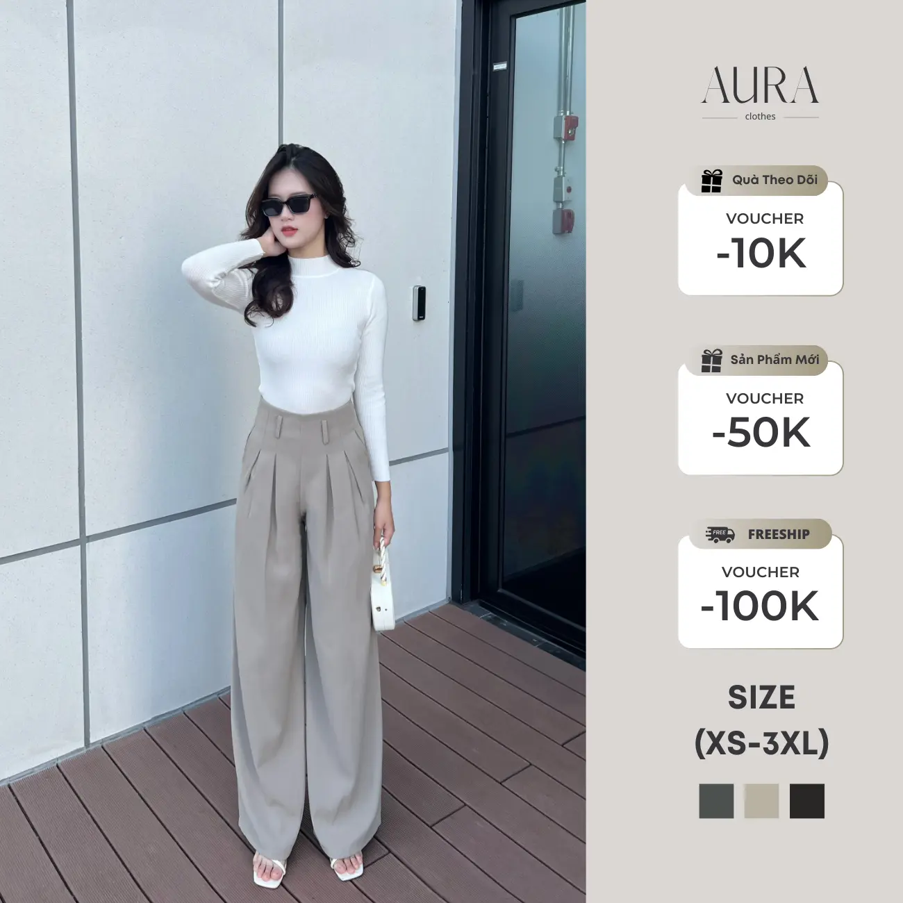 Quần ống suông cạp liền thiết kế , chất vải Mango cao cấp mềm mịn A10 Women Pant