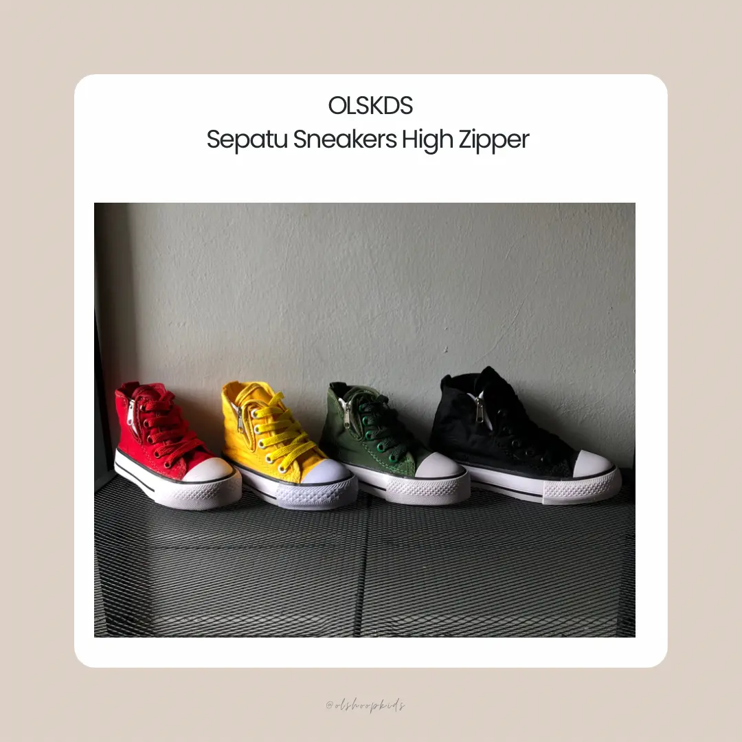 OLSKDS Sepatu Anak Laki Laki Sneakers Anak Laki Perempuan High Zipper Kids Fashion