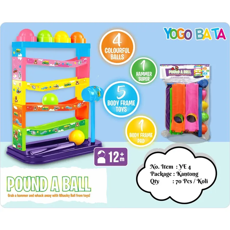 POUND A BALL MAINAN PUKUL BOLA TRACK MAINAN EDUKASI SELUNCURAN BOLA WARNA WARNI 5