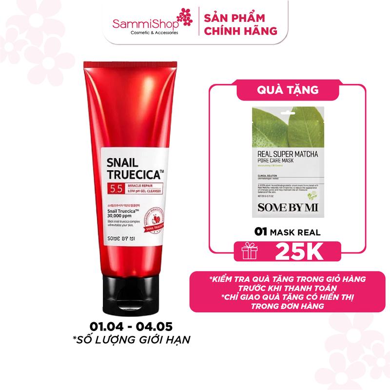 Some By Mi Sữa rửa mặt Snail Truecica Miracle Repair Low PH Gel Cleanser 100ml