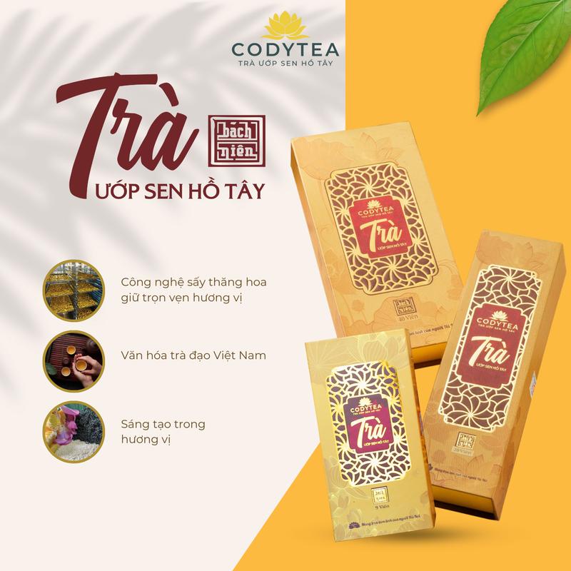 Trà  ướp Sen Hồ Tây - Bách niên (viên) Cody Tea, Tự nhiên traxanh