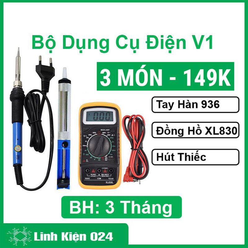 Bộ đồng hồ điện tử XL830 + Mỏ hàn chỉnh nhiệt tq936 + Hút thiếc chì mini sửa chữa điện tử hàn mạch đo điện V1