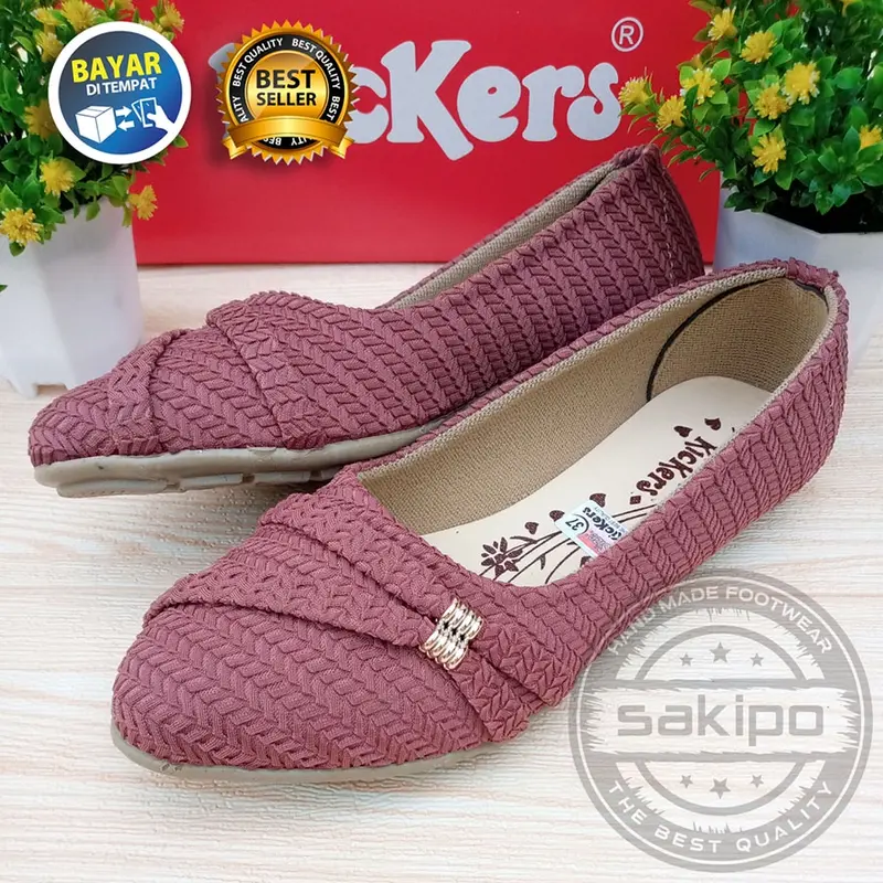 Sepatu Balet Rajut Slempang Samping Murah Trendi Untuk Sepatu Sekolah Dan Kerja / Sakipo Hitam Shoes Karet Wanita / Flat Shoes Hitam Kerja Kuliah / Flatshoes Wanita Kerja Kuliah Hitam 4