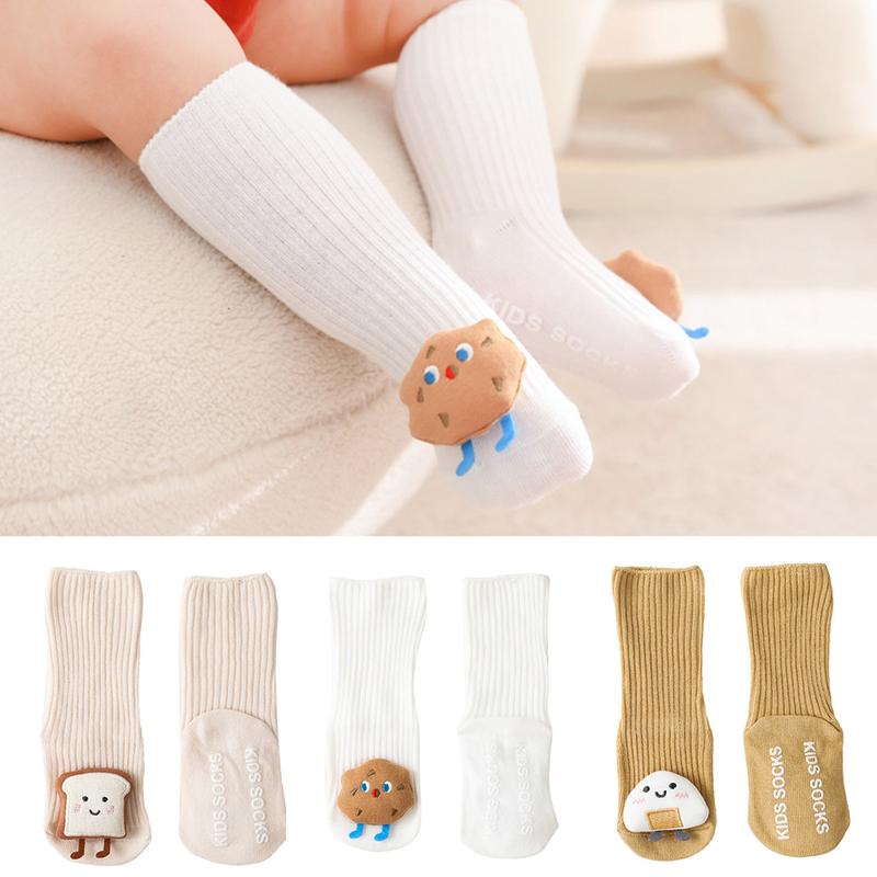 YIG8   1 Pair Cartoon Baby Socks Children Breathable Knee Length Socks Solid Color Non-slip Floor Walking Socks Cotton Stocking 5