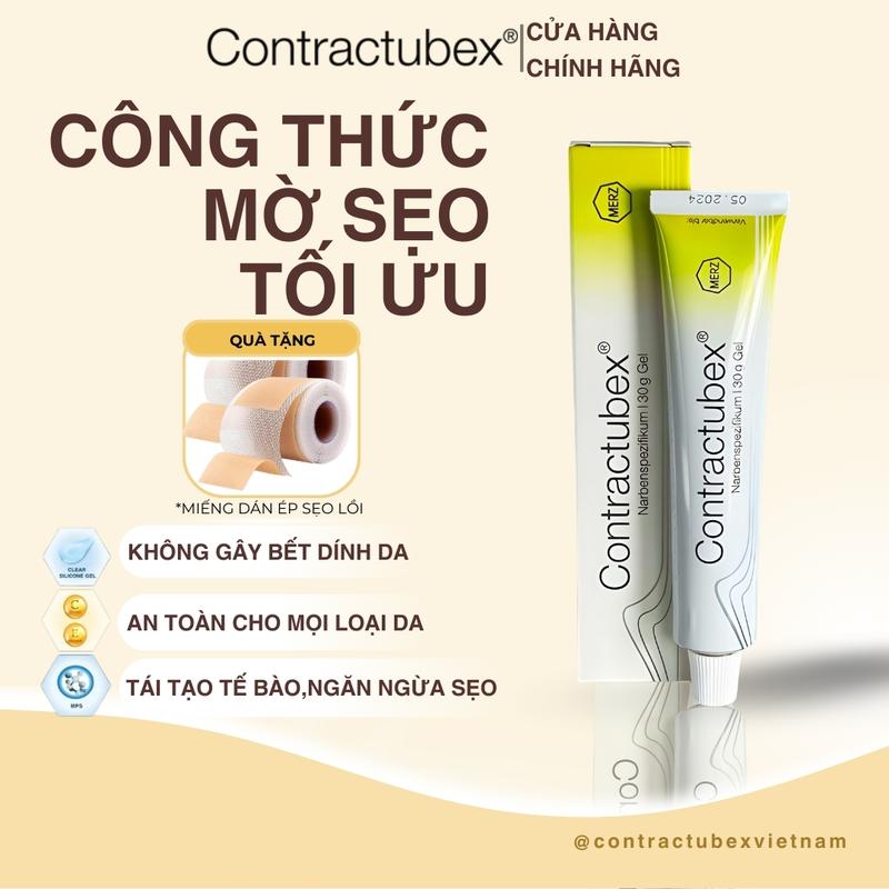 Kem thoa làm mờ sẹo contractubex Đức bôi toàn thân cho các sẹo lồi, sẹo lõm, thâm do muối đốt, sẹo do mụn để lại hay sẹo rỗ tặng kèm miếng dán ép sẹo