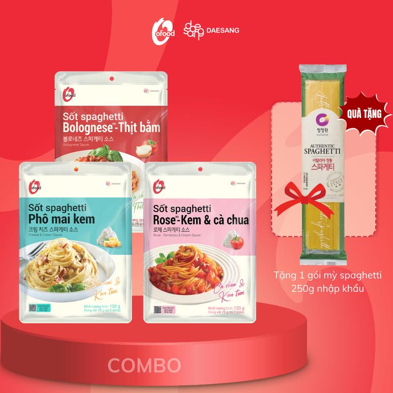 Tặng mỳ Combo 3 sốt spaghetti O'Food mix 3 vị mới