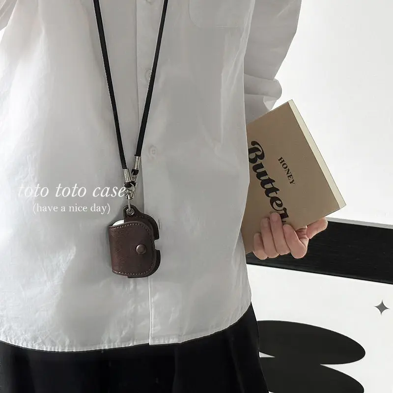Vỏ Bảo Vệ Tai Nghe Airpods1234, Thiết Kế Da Màu Cà Phê Cổ Điển Cao Cấp, Dây Giày Dài Đeo Chéo, Kiểu Cổ Yếm, Thích Hợp Cho Thế Hệ Thứ Hai, Năm 2024 0