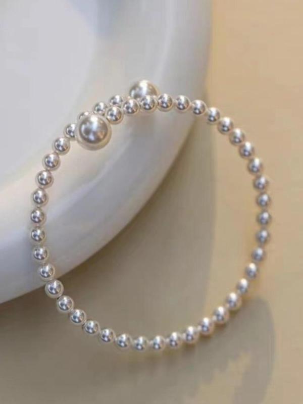 Fashionable Retro Style Bracelet, Elegant Artificial Pearl Bracelet, Open Bracelet, Women's Daily Wear Jewelry Bracelet, Perfect Gift for Daughter 4