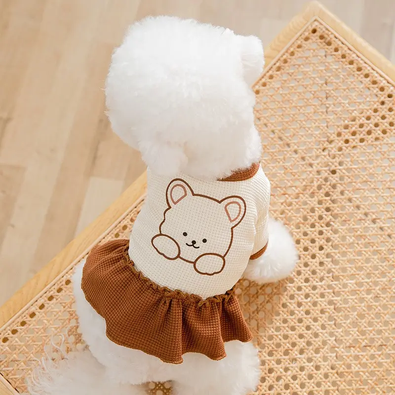 Quần áo thú cưng, Phong cách cặp đôi, Váy cho chó và mèo Gấu dễ thương, Thích hợp cho chó Shih Tzu, Áo phông cho chó, Váy cho chó 1