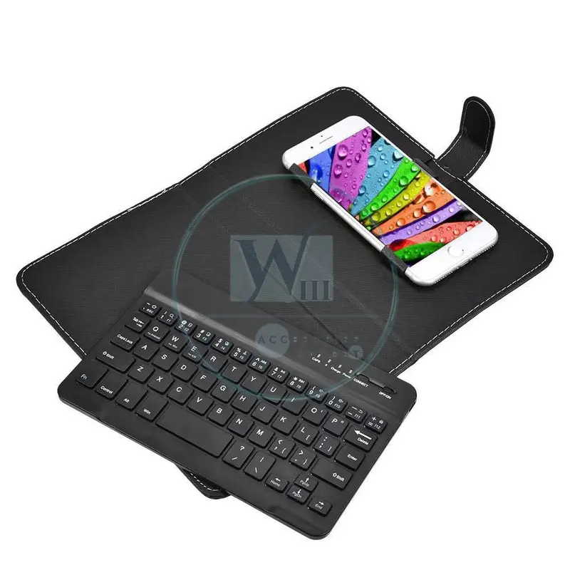 KEYBOARD BLUETOOTH UNIVERSAL COVER UNTUK HP GADGET ANDROID IOS Hitam Wireless 4
