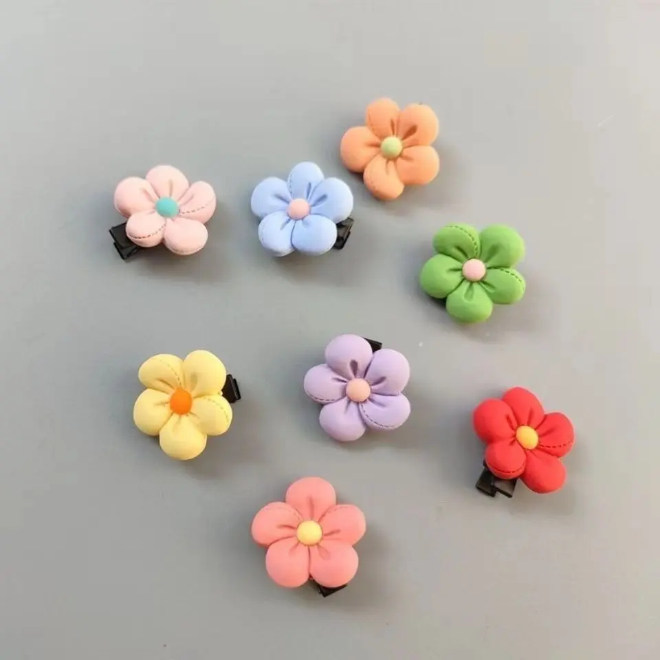 Korean Style Cute Colorful Flower Mini Hair Clip for Girls Princess Side Clip Seamless Bangs Clip Stylish Hair Accessory