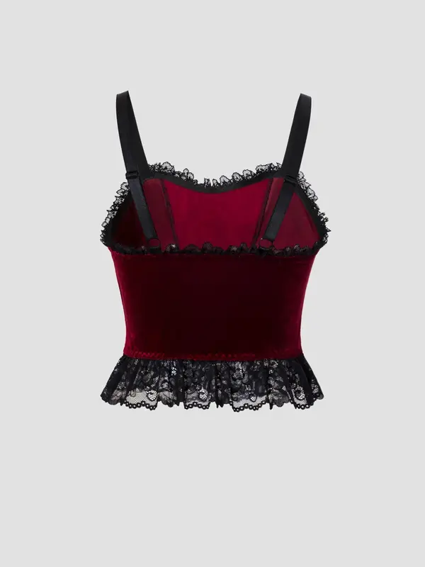 Women's  Lace Trim Cami Top, Gothic Sexy Top for Party Holiday Vacation, Ladies Clothes for All Seasons, Womenswear 1