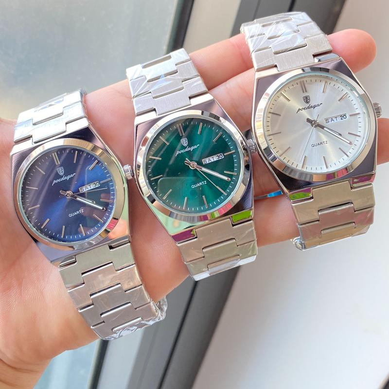 Đồng hồ nam dây thép Poedagar PO2, chống nước tốt, lịch kép, dạ quang ( Bảo hành 36 tháng + Tặng kèm hộp, pin,dụng cụ tháo mắt dây )