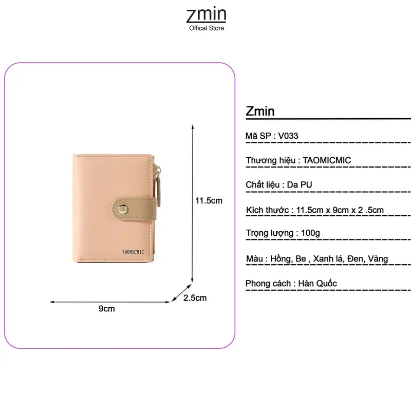 🙌New Store Great Deal 30 Off 🙌Ví đựng tiền nữ mini cầm tay Zmin, chất liệu cao cấp có thể bỏ túi - V033 8