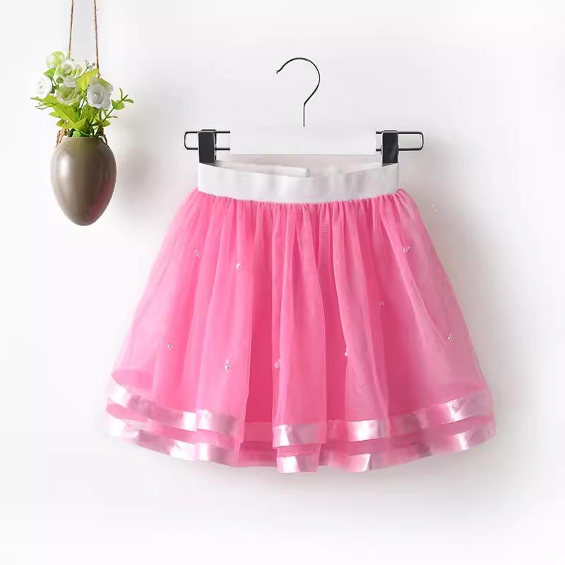 Product Introduction of Summer New Girls' Skirts Sweet Pleated Cake Princess Dress Fashion Half-Length Tulle Skirt Waist Skirt 9