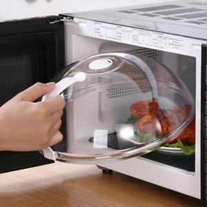 ハンドル付きの電子レンジスプラッシュカバー、1カウントの透明な電子レンジオーブン用食品カバー、再利用可能な食品カバー、キッチン用耐熱蓋、家庭用品