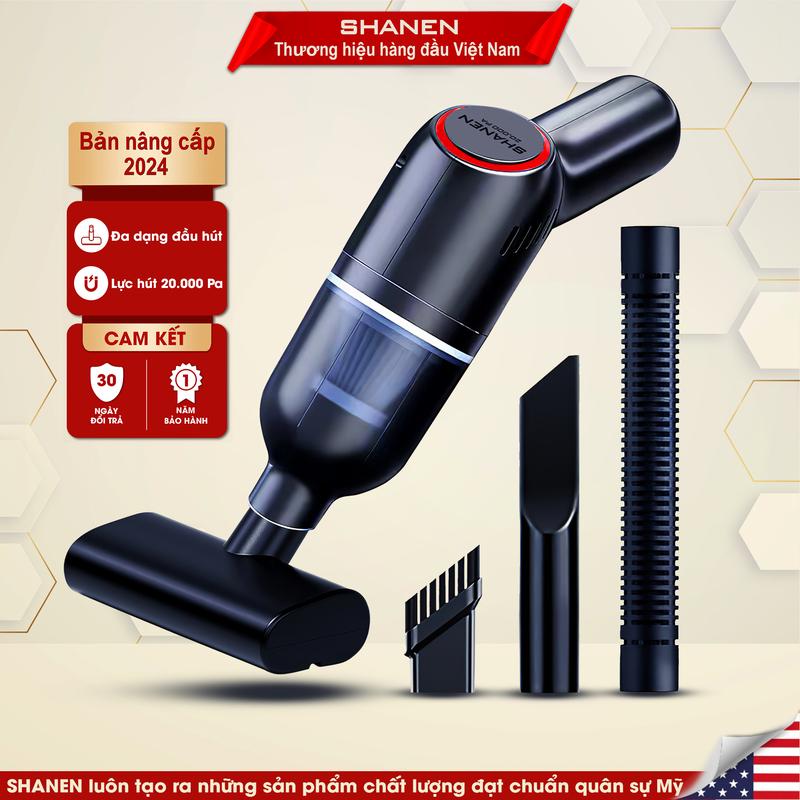 Máy hút bụi cầm tay mini đa năng SHANEN, Máy hút bụi ô tô, nhà ở không dây tiện dụng hút đệm, sàn tốt, sạc Pin nhanh