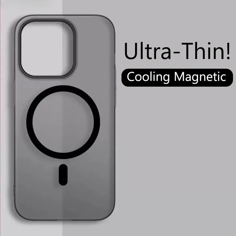 Matte siêu mỏng cho vỏ Magsafe cho iPhone 15 14 13 12 11 Pro Max Plus Bộ sạc không dây từ tính Vỏ trong suốt PC cứng 0