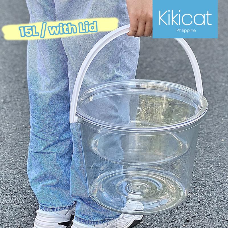Kikicat Transparent Timba Plastic Bucket with Handle Timba with ...