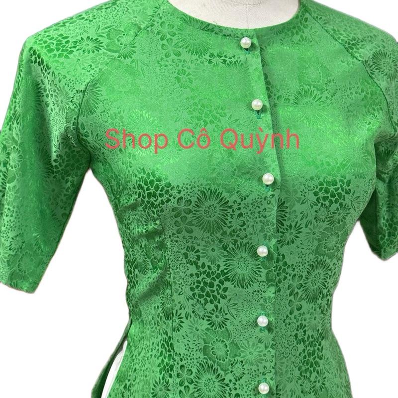  ÁO BÀ BA TAY NGẮN GẤM VÂN HOA CÚC TRÒN NỔI  KHÔNG KÈM QUẦN   