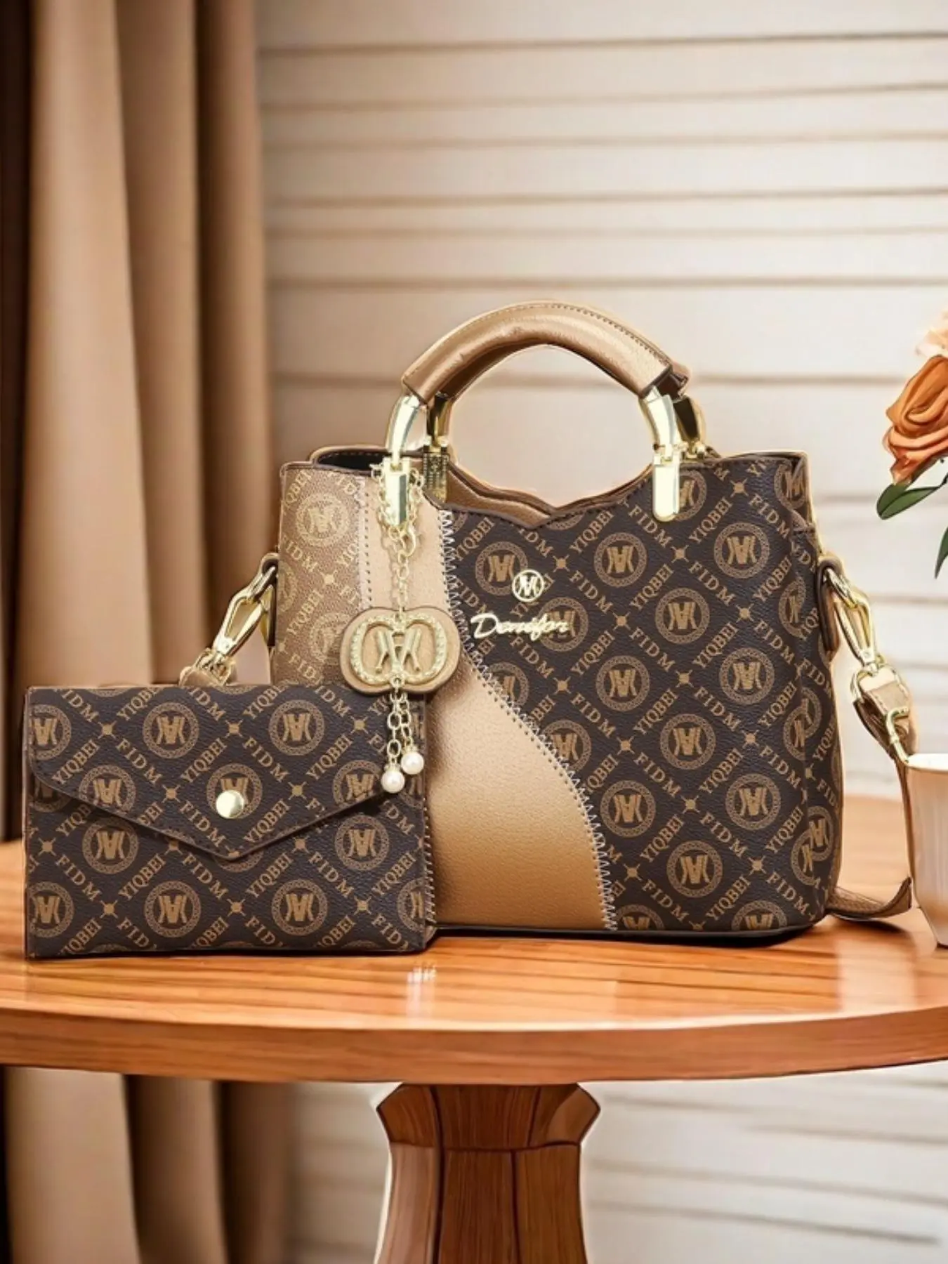 Women's Fashionable Letter Pattern Shoulder Bag & Wallet, Casual Versatile Pu Leather Crossbody Bag & Wallet, Trendy All-match Bag Set for Daily Use