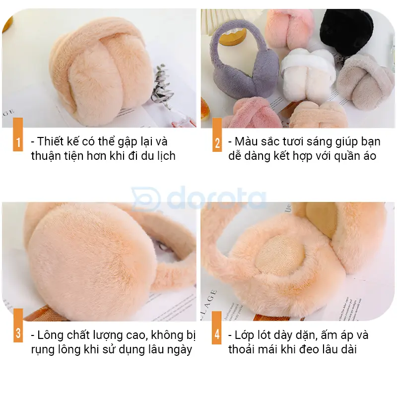 Chụp tai giữ ấm, bịt tai lông mùa đông gấp gọn mềm mại và thoải mái bảo vệ đôi tai khỏi giá rét mùa đông CT 2