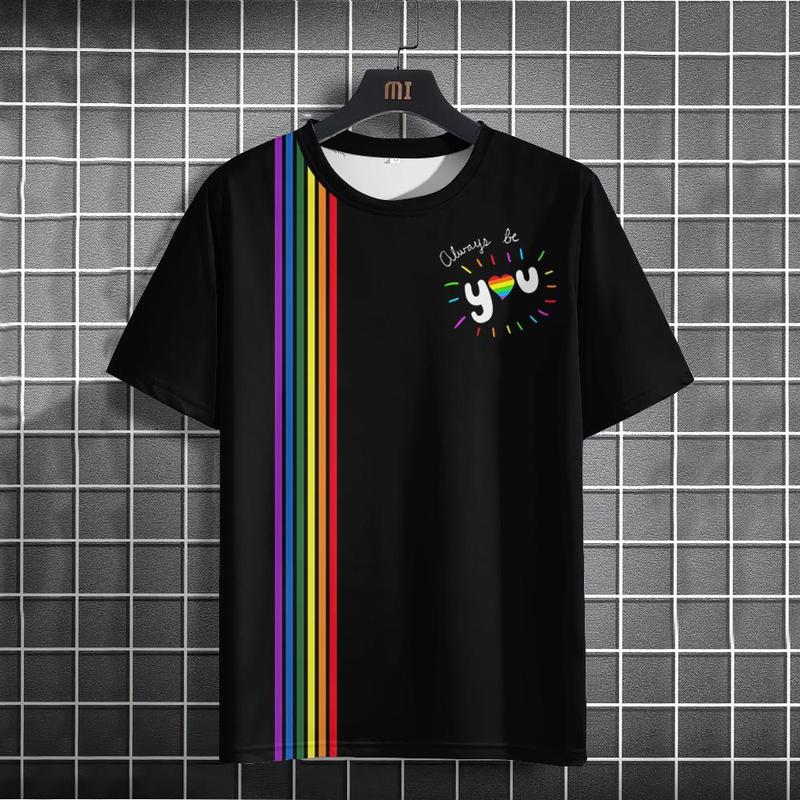 Áo Thun LGBT, In Họa Tiết Cầu Vồng Tháng Tự Hào, Hợp Xu hướng Mới 2024, Dành Cho Nam Và Nữ, Phong Cách Thường Ngày Áo Sơ Mi ngắn Tay Mùa Hè Tình Yêu Đồng Tính Nữ Menswear Menswear 6