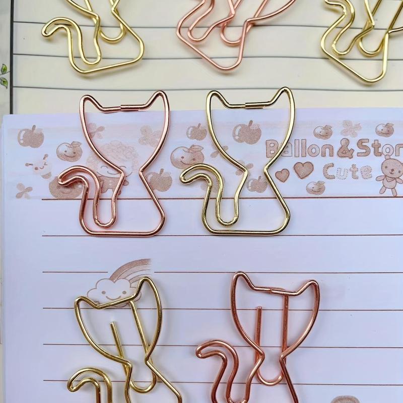 Product Introduction of Cute Cat Kitten Shaped Metal Paper Clip, 10pcs Cartoon Little Cat Bookmark for Notebooks Sticky Notes for Paperwork, Document, and School Supplies 5