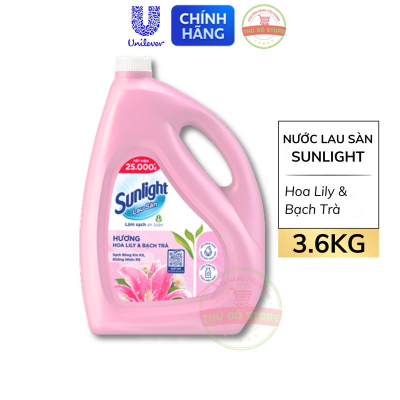 Nước Lau Sàn Sunlight Tinh Dầu Thơm Hoa Lily & Bạch Trà - Can 3.6kg