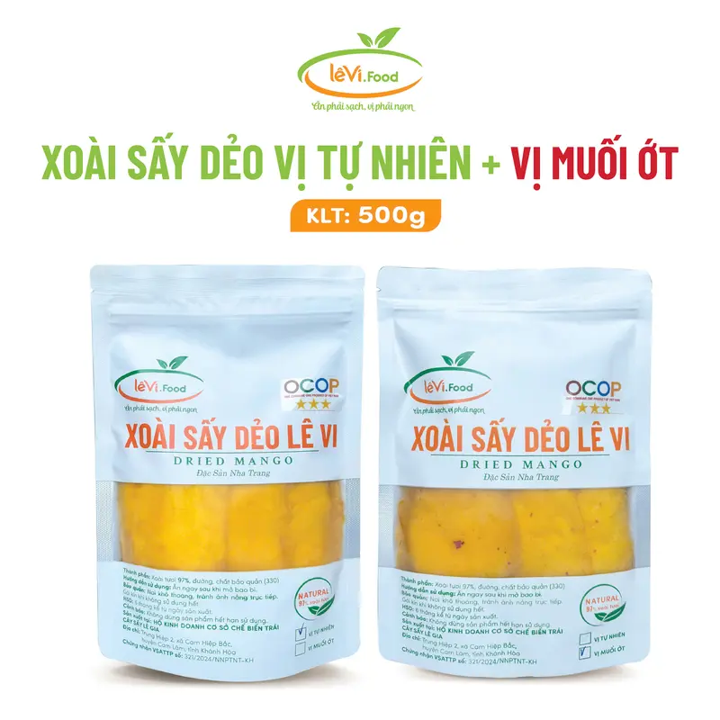 Combo 2 túi xoài 250gram xoài muối ớt vài nguyên vị LêVi Food (xài Cam Lâm ít xơ) 6