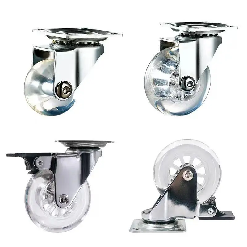 360 Degree Rotatable Caster Wheel, Transparent Castor Wheel, Furniture Hardware for Furniture, Trolley, Display Rack