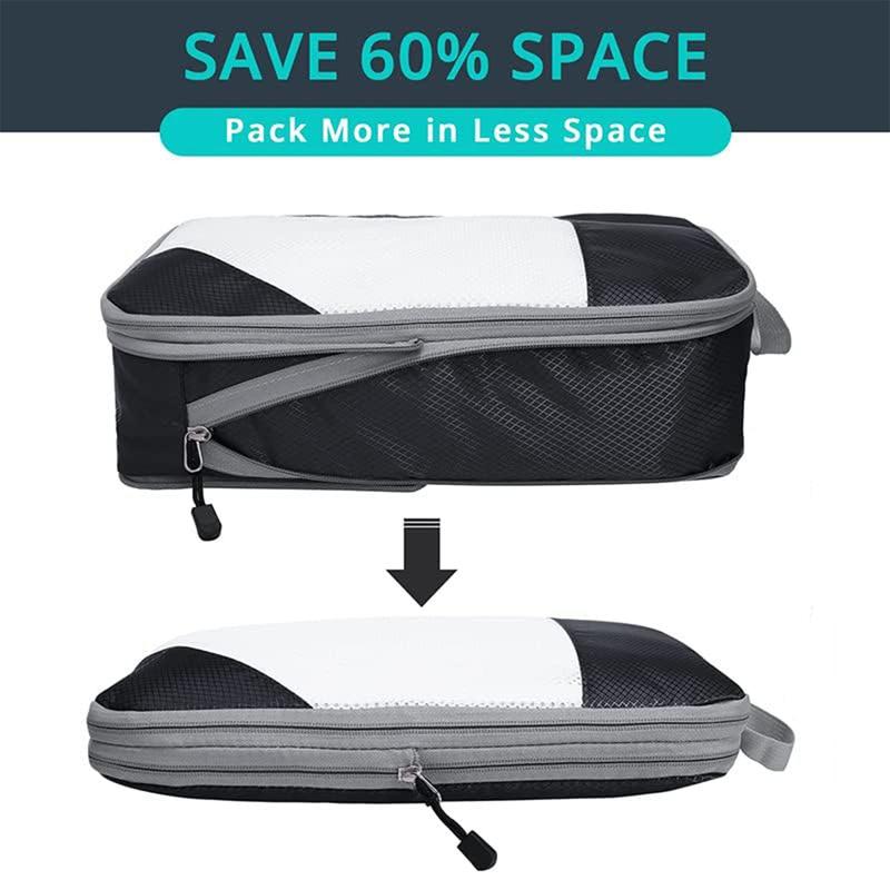 Travel Storage Bag Set, 4 Counts/set Including 3 Counts Compression Packing Cubes & 1 Count Shoe Bag, Travel Organizer for Clothes, Bedding, Toiletries 6