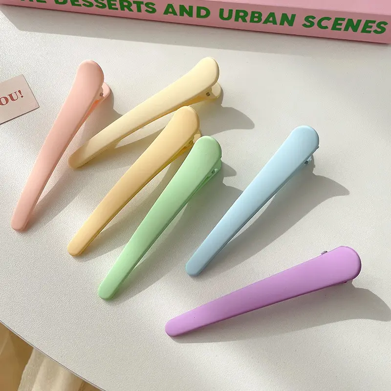Kẹp Mỏ Vịt, Chất Liệu Nhám Dòng Màu Macaroon, Cỡ Lớn, Kẹp Tóc Dễ Thương, Thích Hợp Để Rửa Mặt Và Trang Điểm, Kẹp Bên, Kẹp Bang, Dành Cho Nữ flat  claw  clip kẹp  cố  định  tóc Tua Rua Women kẹp  mỏ  vịt  tóc  mái kẹp  trai  đặc