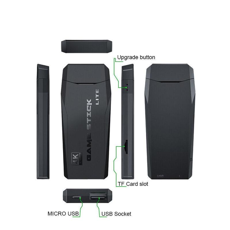 4K HD TV Game Stick 20000+Retro Video Game Console 64G Dual Wireless Controller 8