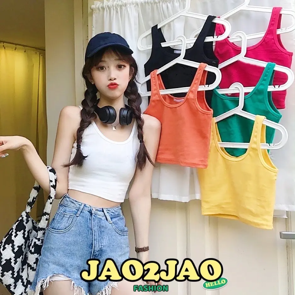 พร้อมส่ง-เสื้อกล้าม เสื้อสายเดี่ยว สปอร์ตบรา ครอปครึ่งตัว สีพื้น ใส่สบายน่ารักมากจ้า ผู้หญิง ผู้หญิง
