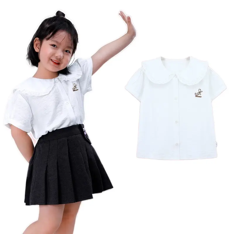 ￼Áo sơ mi trắng bé gái 6-10tuổi thương hiệu Dokma