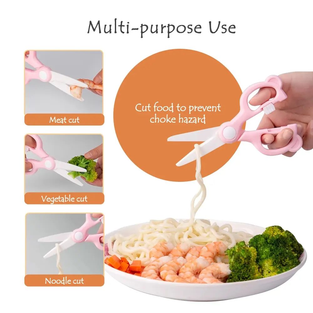 Lil’ Curators Ceramic Baby Food Scissors | Safety Lock, Anti-Rust, Sterilizable with Case & Cover