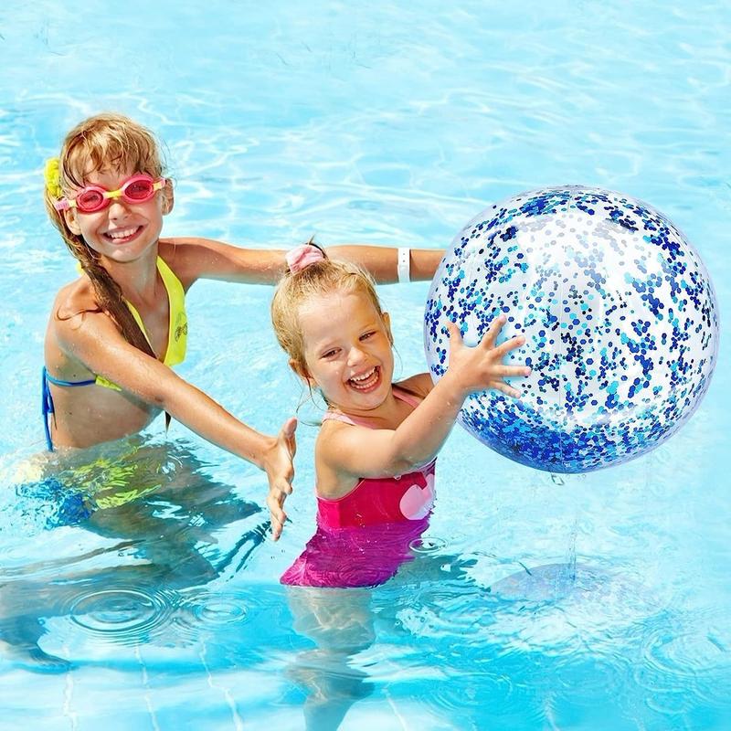 Product Introduction of 40cm Transparent Sequins Beach Ball Thick Material Inflation Balloon Water Float Swimming Pool Playing Water Toy Ball 12