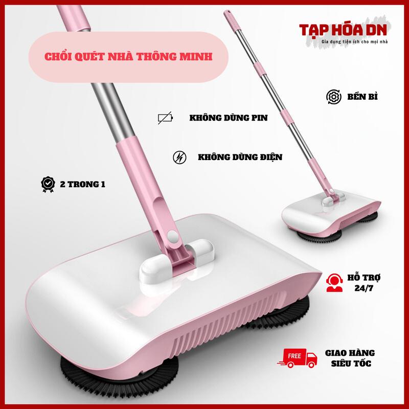 Chổi Quét Nhà Thông Minh Kèm Đệm Lau, Tích Hợp Khay Hót Rác 3 Trong 1