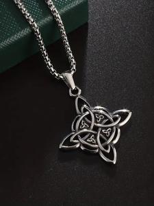 Collar de Nudo de Bruja con Colgante de Trinidad Celta, Diseño de Trébol de la Suerte para Encanto Místico, Regalo de Joyería Único para Ella