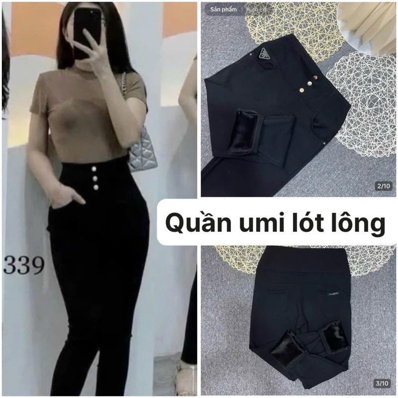 Quần Legging Nữ Umi Lót Lông Dày Dặn Ấm Áp Mùa Đông Cạp Cao 3 Cúc Vàng BigSiZe Đếm 76Kg- Women