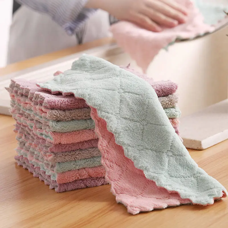 Kitchen Dishwashing Cloth, Thickened Multi-Purpose Cleaning Pad With Strong Water Absorption And Oil Removal