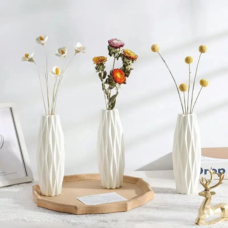 Modern White Vase, Minimalist Flower Vase, Decorative Vase for Home Living Room Bedroom Dining Room, Home Decor Supplies 5