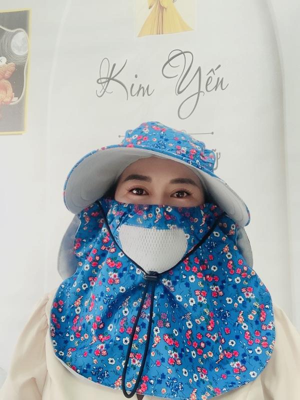  Mũ Nón Rộng Vành kèm Khẩu Trang -Chống Nắng Che Kín mặt có lưới thông hơi -dây rút Che kín mặt và Cổ  tránh sạm nám tàn nhang 