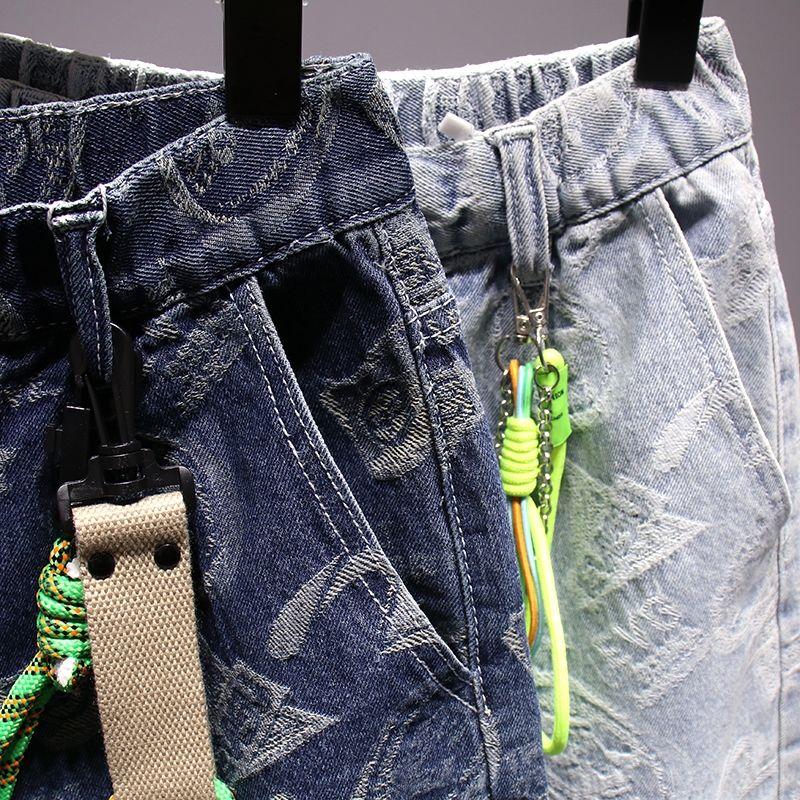 Product Introduction of Quần Soóc Denim, Xu Hướng Phong Cách Mỹ, In Cao Cấp, Dành Cho Nam Giới, Mặc Mùa Hè, Dáng Rộng Vừa Vặn, Quần Dài Đến Đầu Gối Thẳng, Với Đồ Trang Trí, Quần Soóc Cướp Biển Đẹp Trai Menswear 12